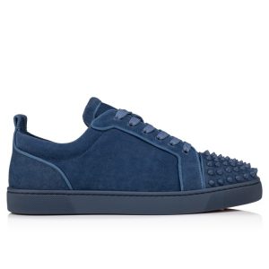 Christian Louboutin Louis Junior Spikes Sneakers Veau Velours Grey Blue 32400784214