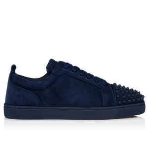 Christian Louboutin Louis Junior Spikes Sneakers Veau Velours Navy Blue 32400784214