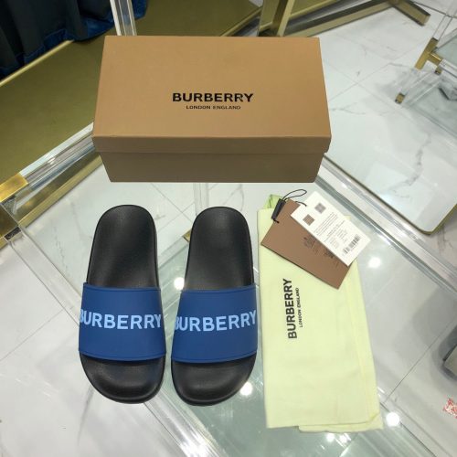 Burberry Logo Slides Black Blue 80535011