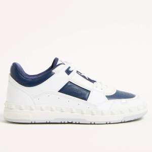 Valentino Freedots Low Top Sneaker in Calfskin Leather White Blue 4Y2S0H43RDG_FC6