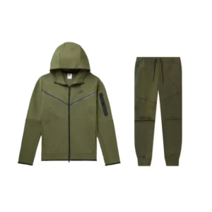 Nike Sportswear Tech Fleece Full Zip Hoodie & Joggers Set Black Green
