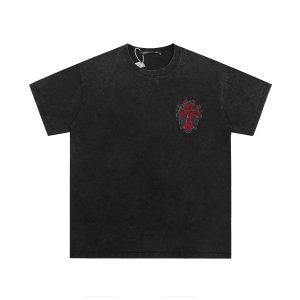 Chrome Hearts Cross T-shirt Washed Black Red Diamond KE235
