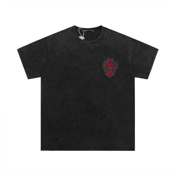 Chrome Hearts Cross T-shirt Washed Black Red Diamond KE235