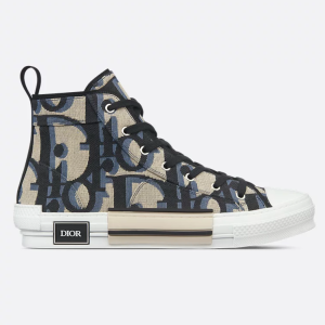 Dior B23 League High-Top Sneaker Beige and Black Maxi Dior Oblique Jacquard 3SH126ZXX_H961