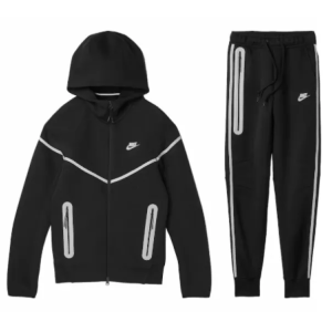 Nike Sportswear Tech Fleece Full Zip Hoodie & Joggers Reflective Set Black