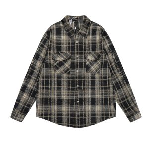 Chrome Hearts Cross Plaid Shirt Spring Autumn Long Sleeve Black KE227