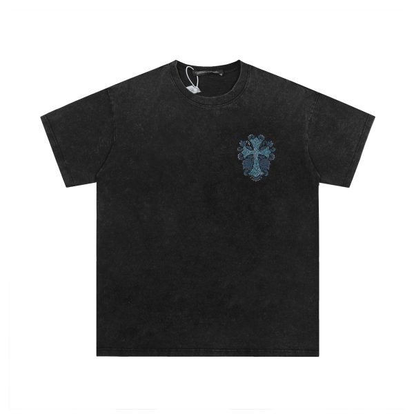 Chrome Hearts Cross T-shirt Washed Black Blue Diamond KE235
