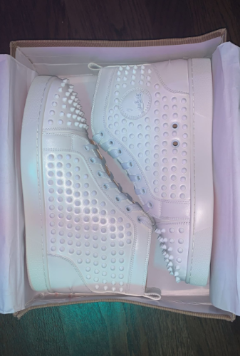 Christian Louboutin Louis Spikes Sneakers Calf Leather and Spikes White 1101083B049 photo review