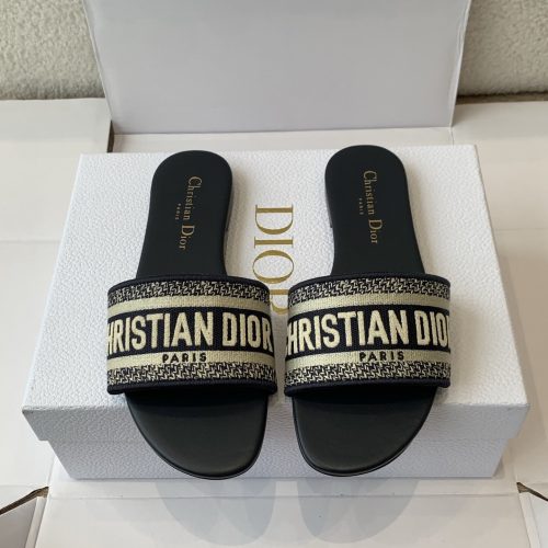 Dior Dway Slide Deep Blue Embroidered Cotton KCQ166ERC_S56B